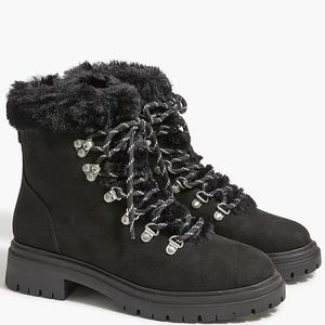 J Crew Factory Faux Fur Winter Hiking Boots